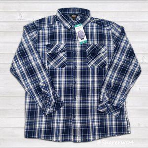 Men's XL Pacific Trail Long Sleeve Flannel Shirt Blue 100% Cotton NWT